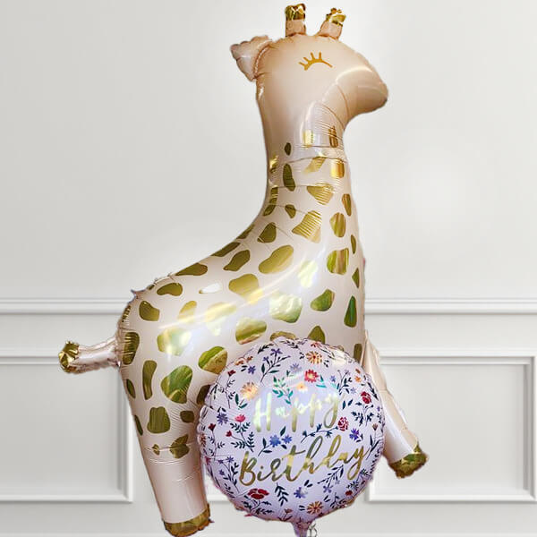 GOLD GIRAFFE BIRTHDAY BALLOON