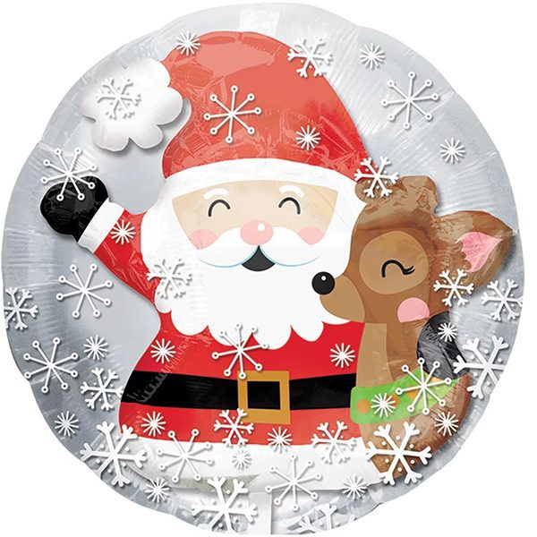 Christmas Santa & Reindeer Insider 24" Foil Balloon, Red White