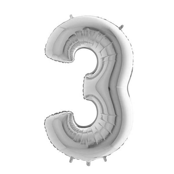 Large 26'' Silver Number Balloon 3