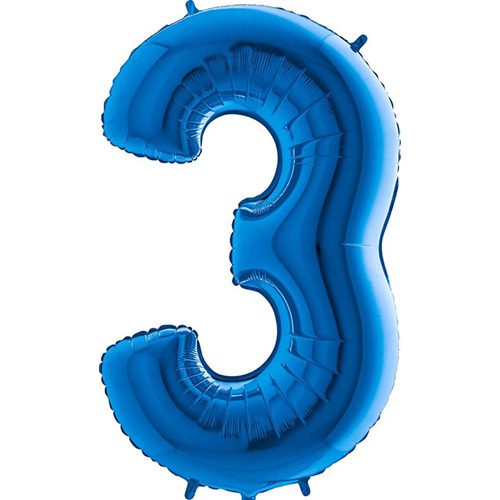 BLUE NUMBER 3 BALLOON