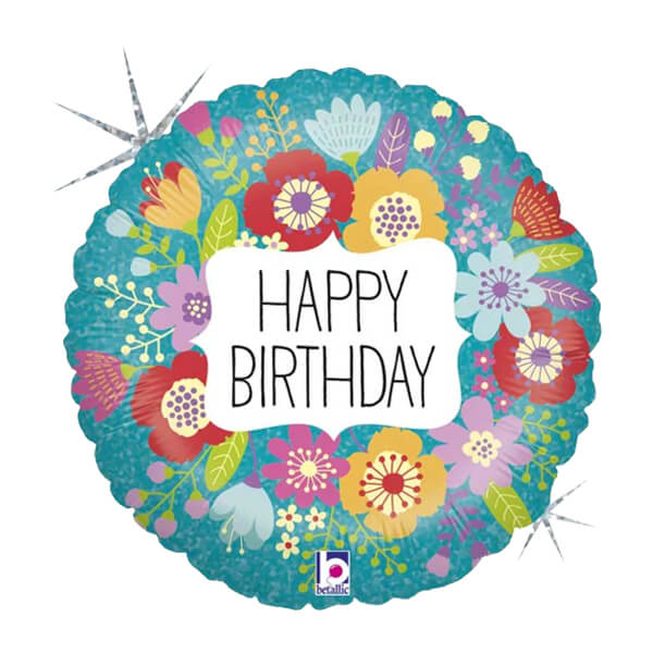 Boho Wildflower Happy Birthday Balloon