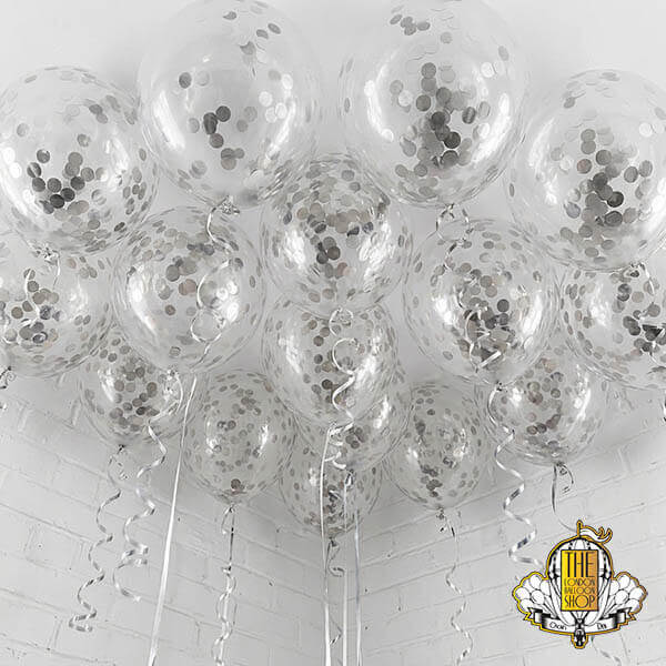 Silver Confetti Ceiling Balloons
